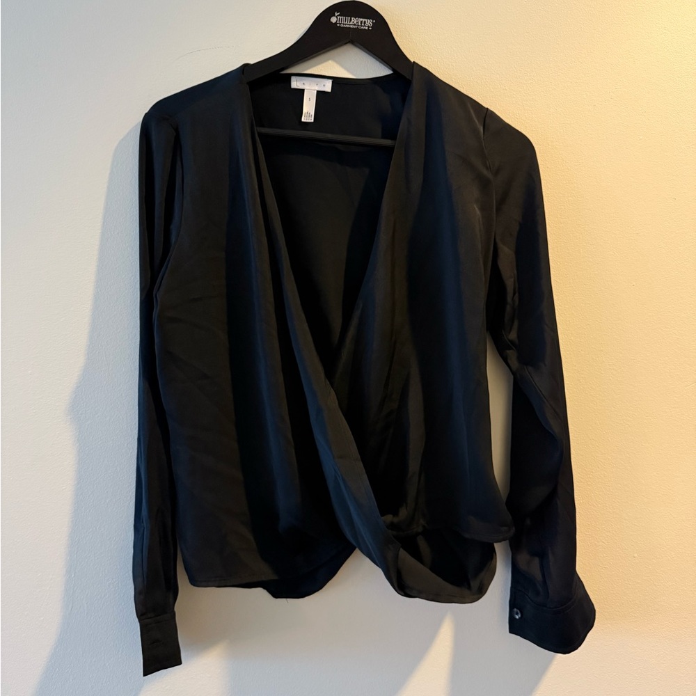 Leith Black Wrap Blouse
